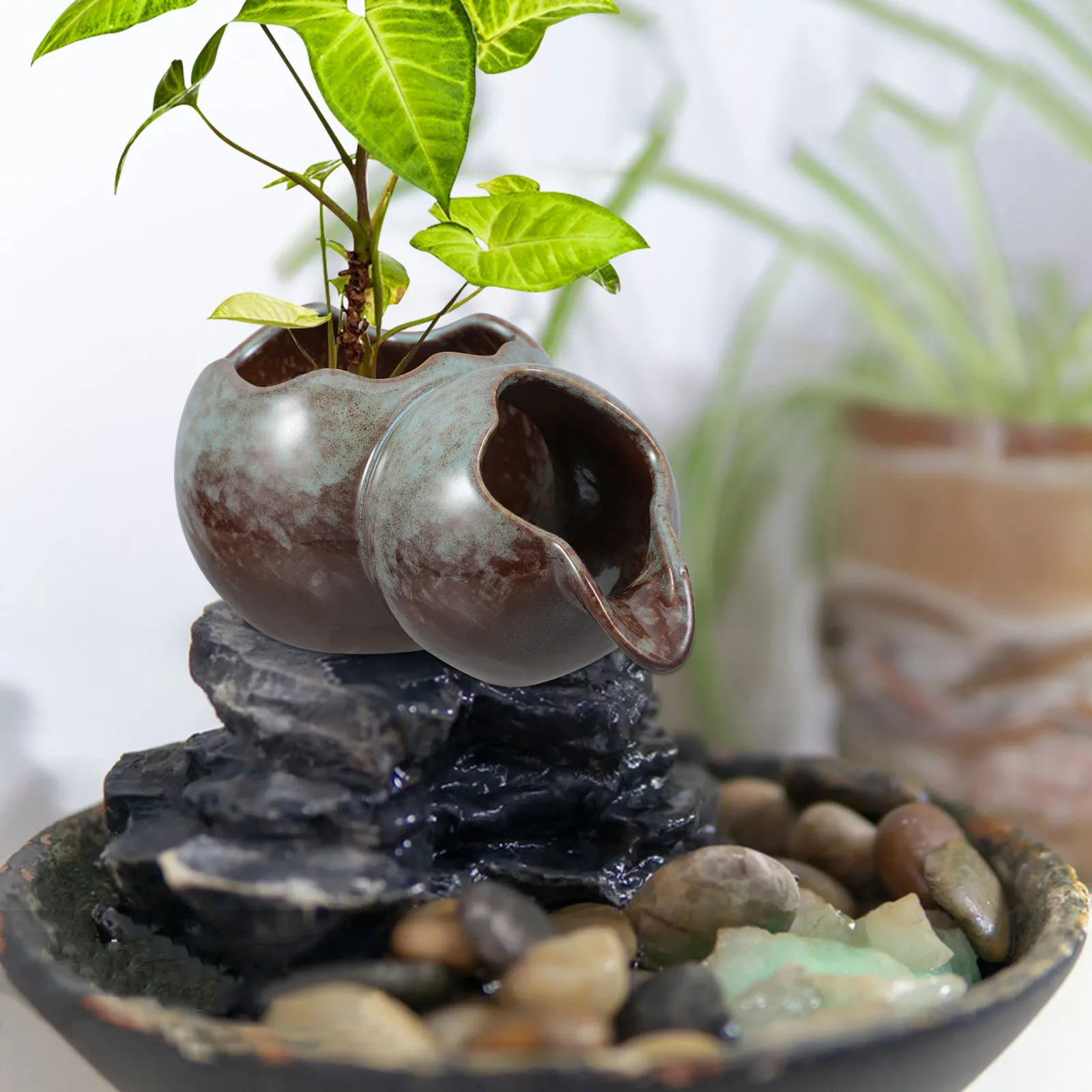 

Elegant Ceramic Fountain Spitter Waterfall Accessory for Small Ponds Indoor Outdoor Garden Replaceable Decor Desk Table Feature