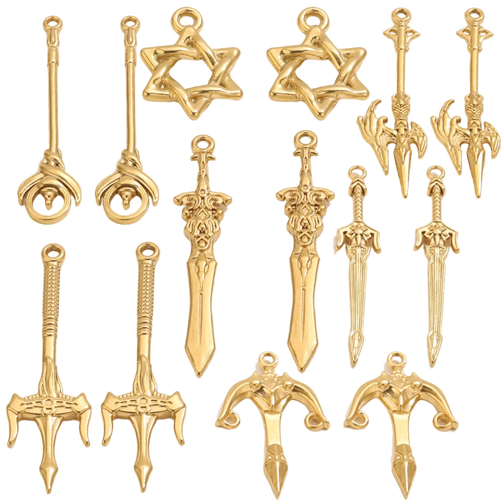 

3PCS Stainless Steel Mini Sword Knife Hardware Tool Pendan for DIY Jewellery Keychain Necklace Bracelet Making Material Wholesal