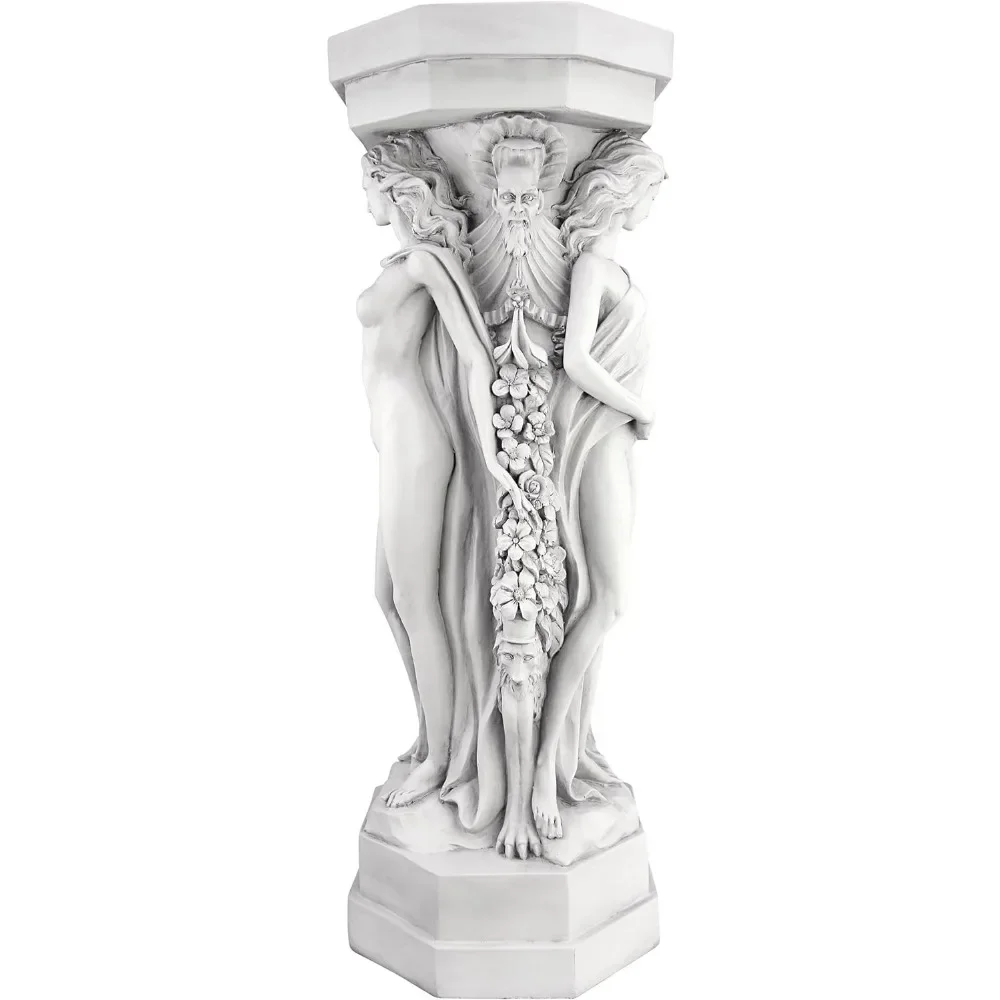 29 Inch Home Decoration Polyresin Sculptures & Figurine Column of Maenads Display Pedestal Sculpture Antique StoneFreight Free