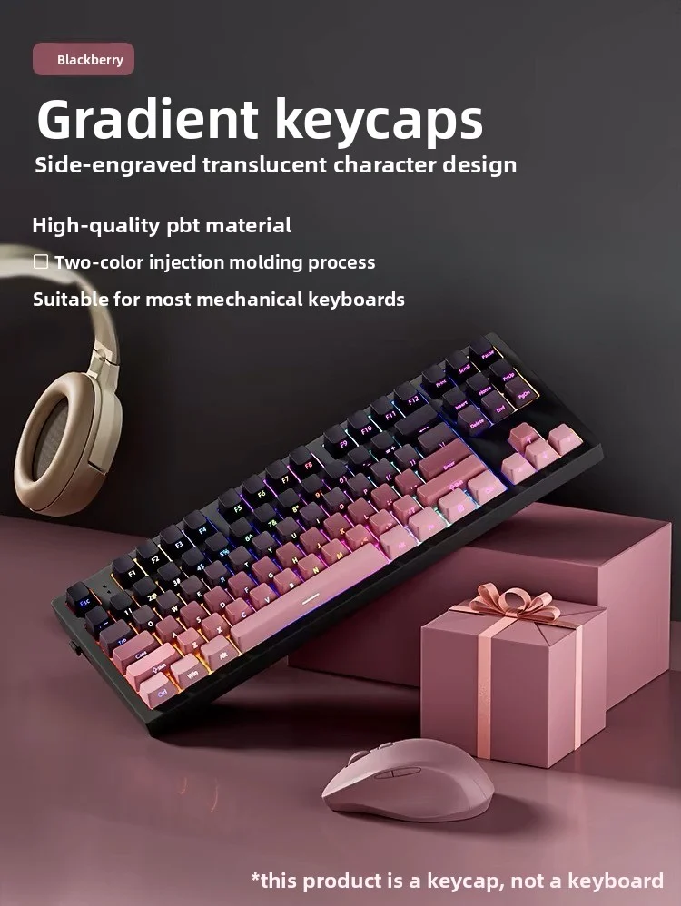 PBT Double Shot OEM Profile Keycaps Gradient Side Printed Backlit Backlight Keycaps for MX Switches Gaming Keyboard 130+key Caps