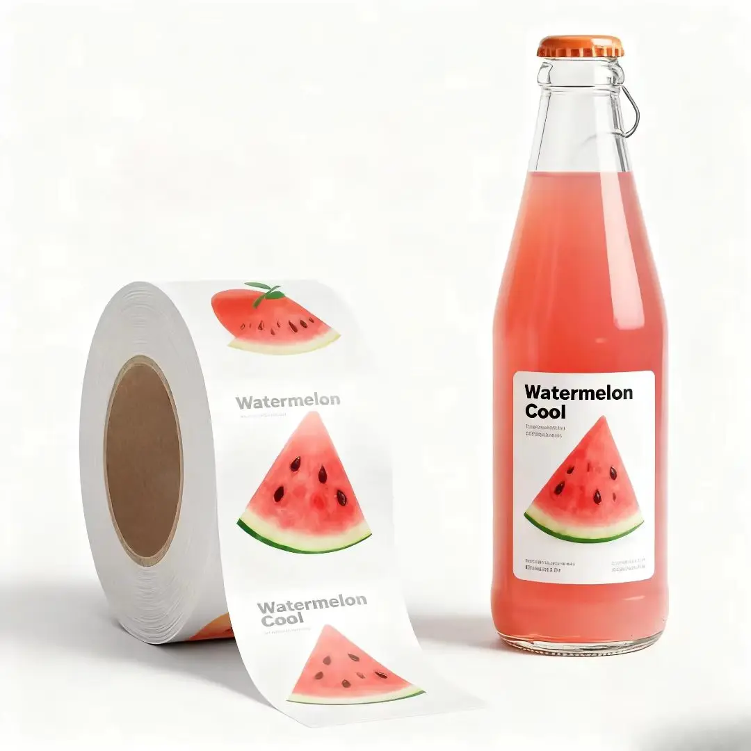 

Custom waterproof self-adhesive stickers, printed on vinyl, suitable for custom juice packaging labels and beverage bottle label