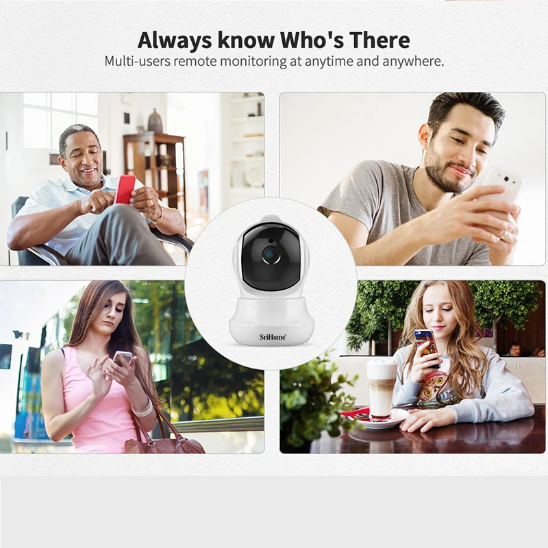 SriHome SH020 Home Smart Mini WiFi IP CameraS 3MP CCTV Surveillance 1296P Wireless PTZ  AI Auto Tracking Video Surveillance  Cam