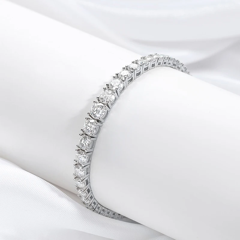 Smyoue Gradient Moissanite Tennis Bracelets for Women Full Diamond Solid S925 Sterling Silver Plated Gold Chain Bangle Wholesale