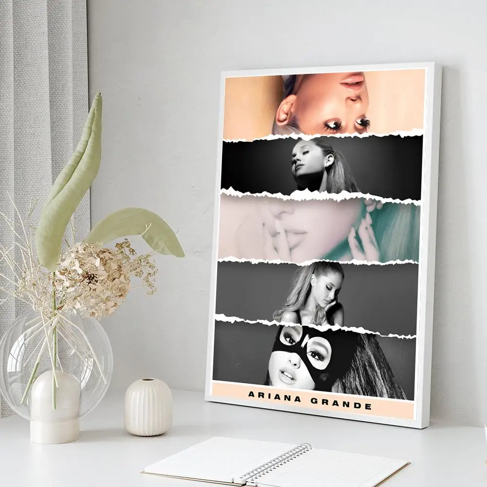 Music Art Poster Ariana Grande Whitepaper Poster Waterproof Paper Sticker Coffee House Bar Aesthetic Art Wall Painting