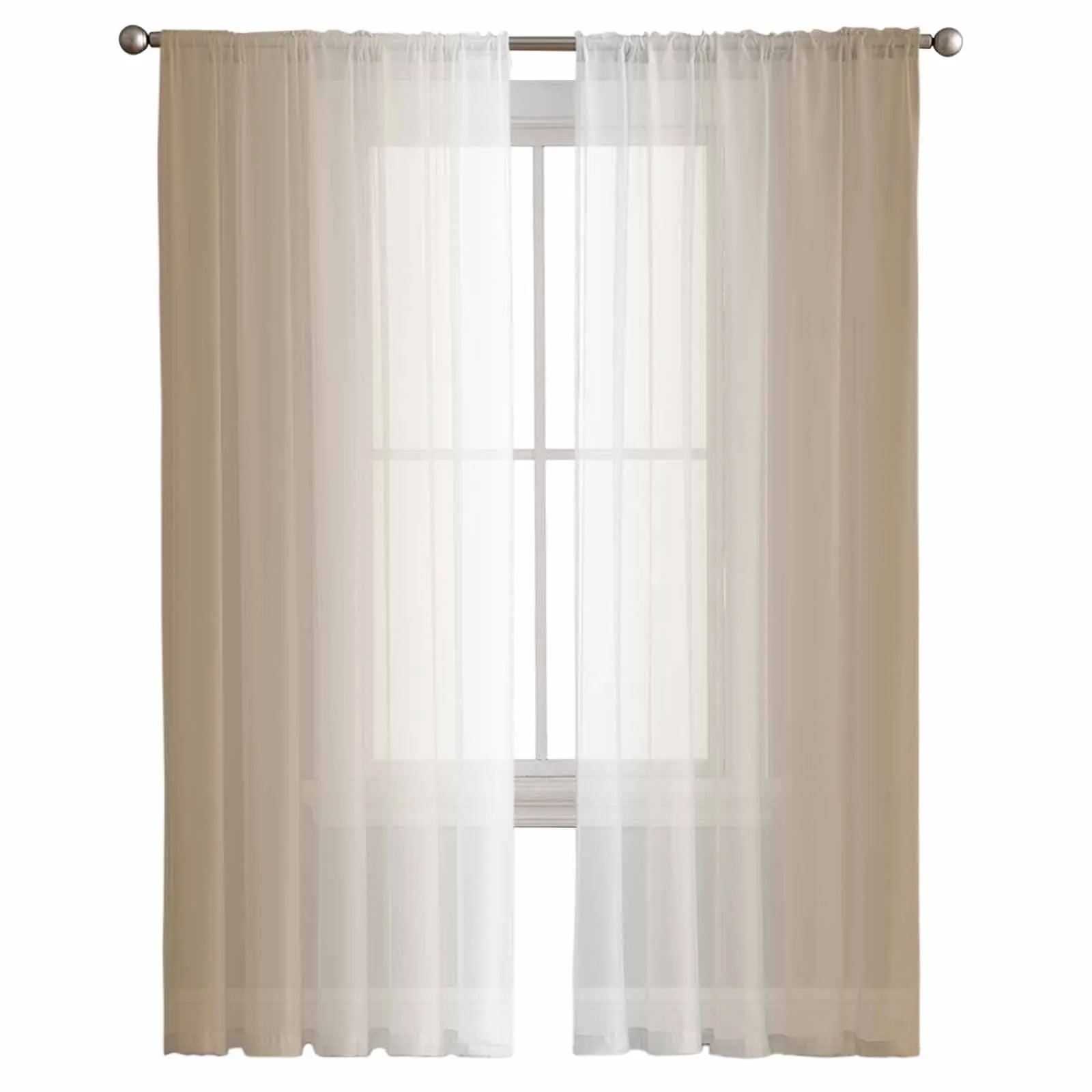 Khaki White Gradient Tulle Curtains for Living Room Bedroom Sheer Voile Curtain Home Decor Kitchen Curtain