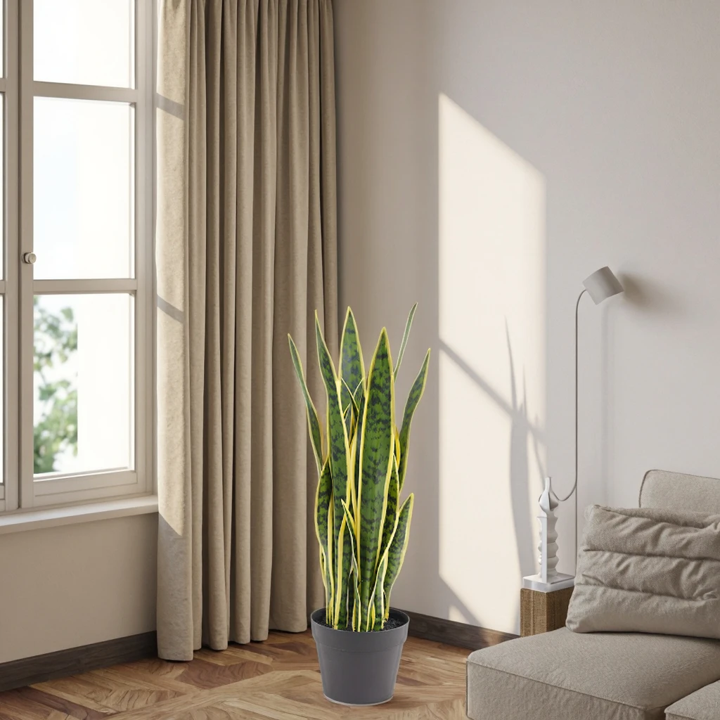 

Small Sansevieria Artificial Snake Plant Real Touch UV Resistant 60cm Shrubs Decor Faux Potted Plastic for Home Decor