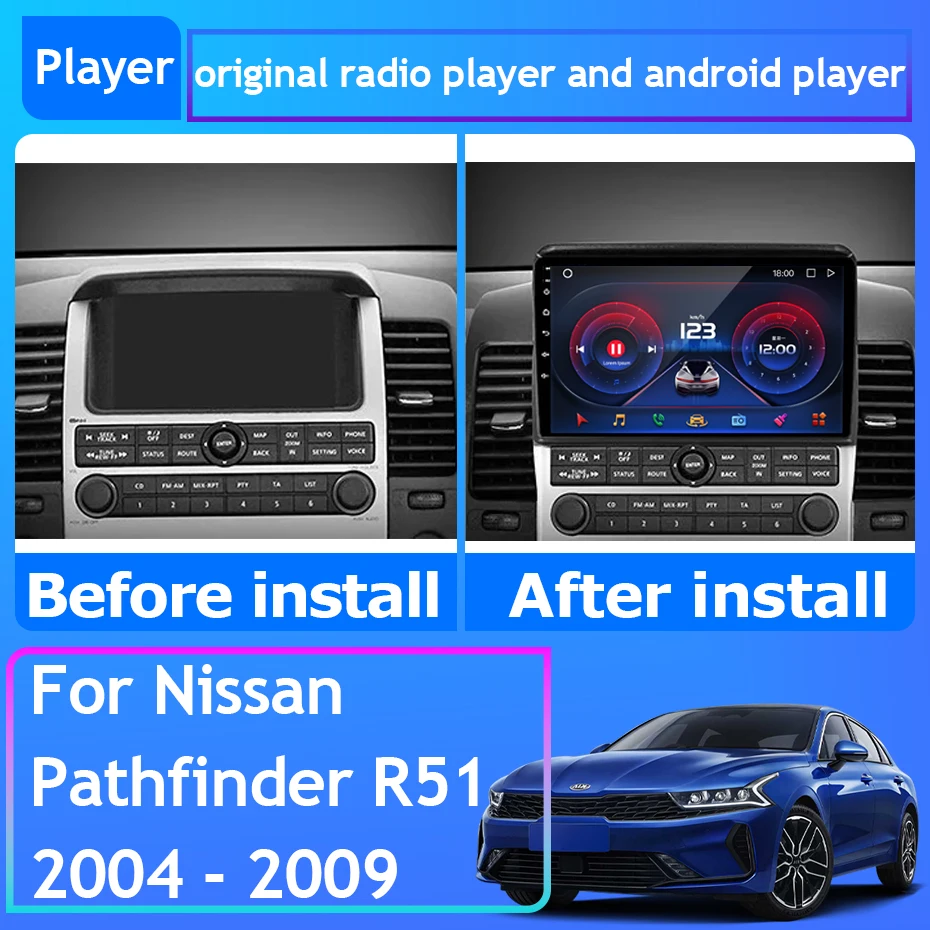 For Nissan Pathfinder R51 2004 - 2009 Car Radio Carplay Navigation GPS Stereo Android Auto Screen Bluetooth Multimedia Player 4G