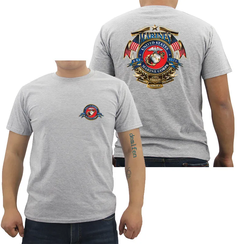 Fashion USMC US Marine Corps T Shirt Mens Erazor Bits Military 100% Cotton Short Sleeve O Neck Army T-shirt Brand Clothing Tops