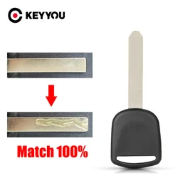 KEYYOU With Cutting Service for Honda Civic City Spoiler Crv Transponder Car Key Shell HON66 Uncut Blank Key Blade