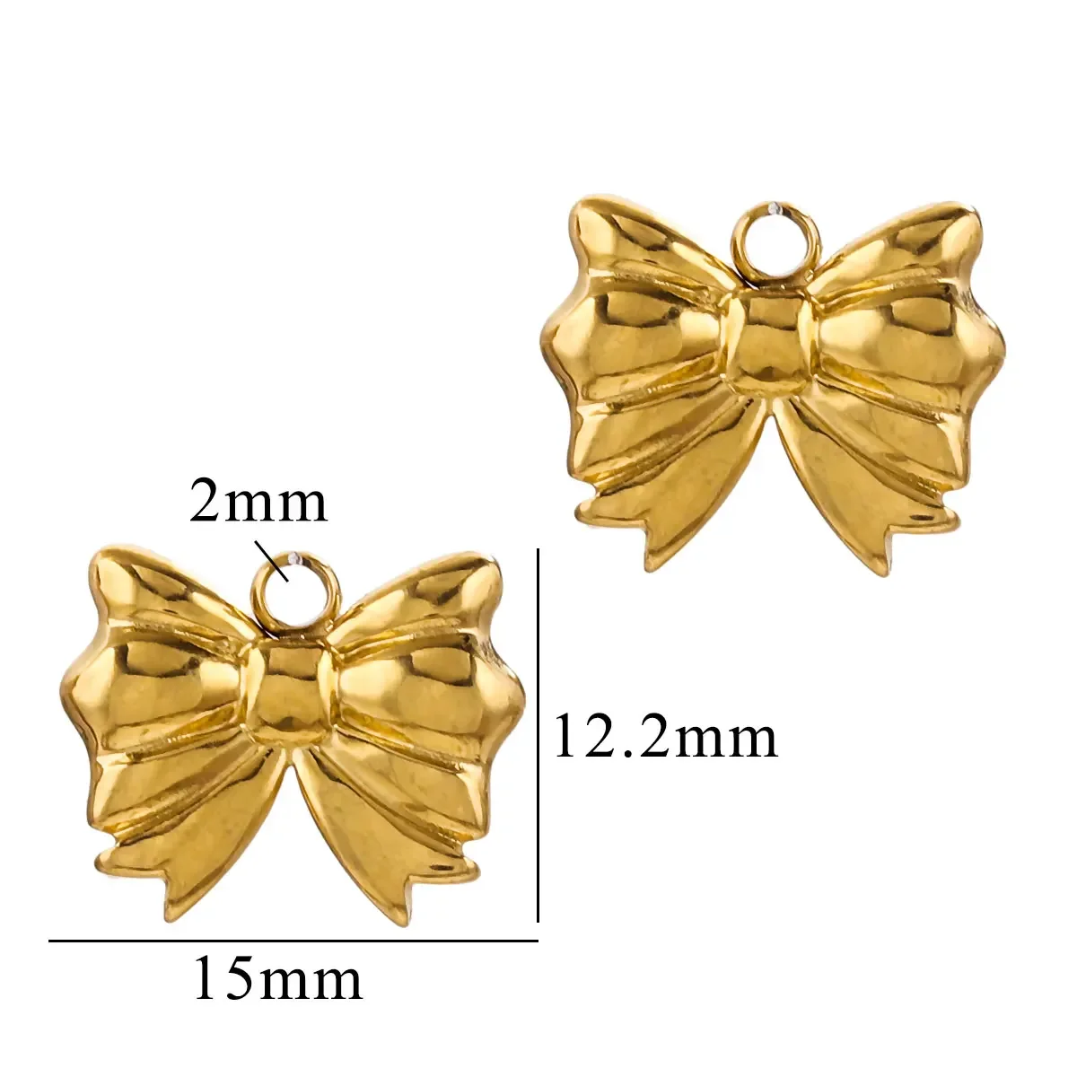 5pcs Stainless Steel Bow Waterproof Gold Charm