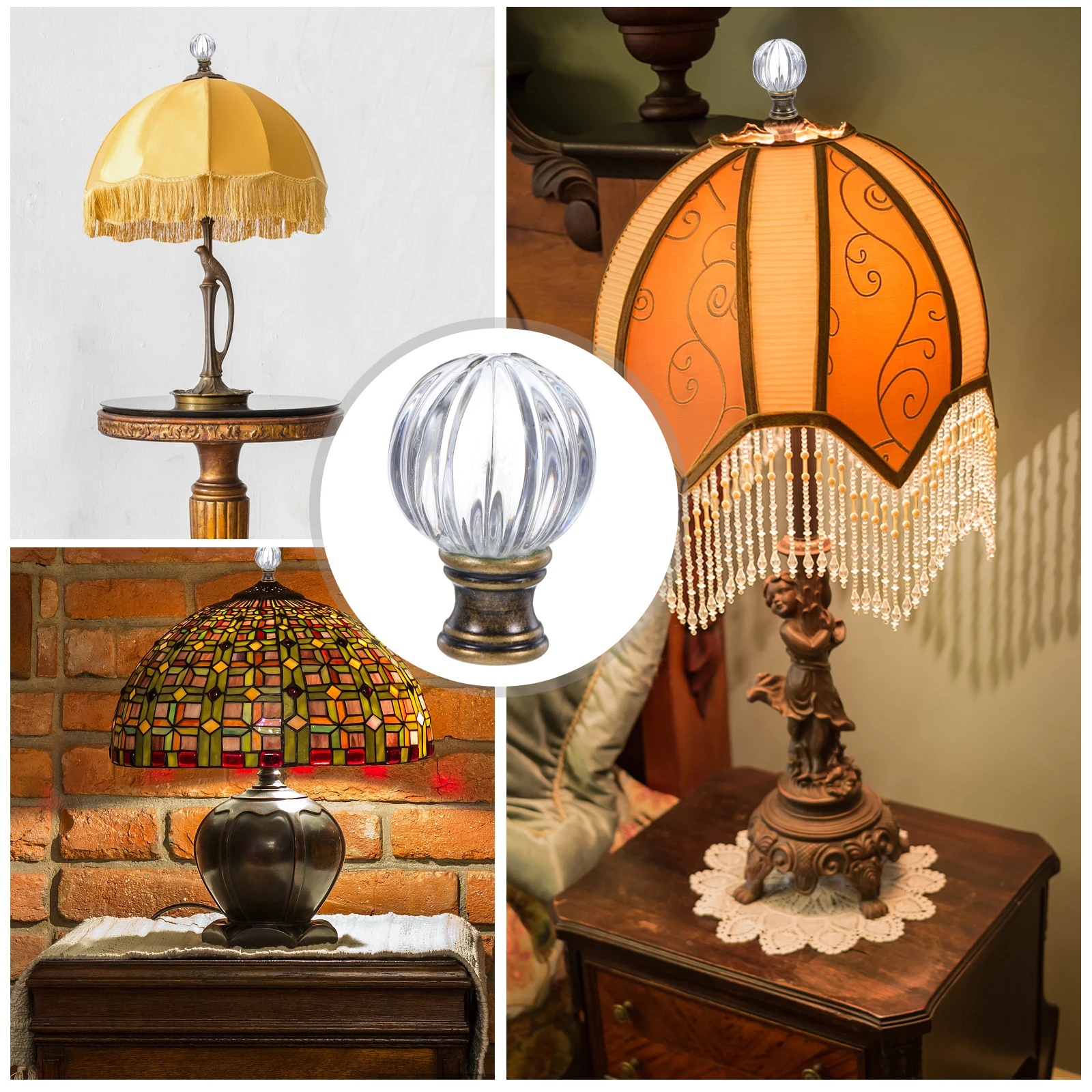 

Wave Decorative Lamp Finials for Floor Table Lamps White Copper Fixture Replacement Glass Light Knob Screw Caps Safe Durable