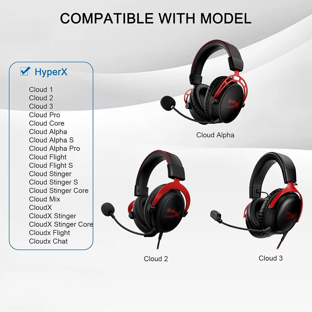 وسائد أذن بديلة لسماعات HyperX Cloud 1/I/2/II/3/III/Pro Core/Alpha/Alpha S/Flight/Stinger/Mix/CloudX