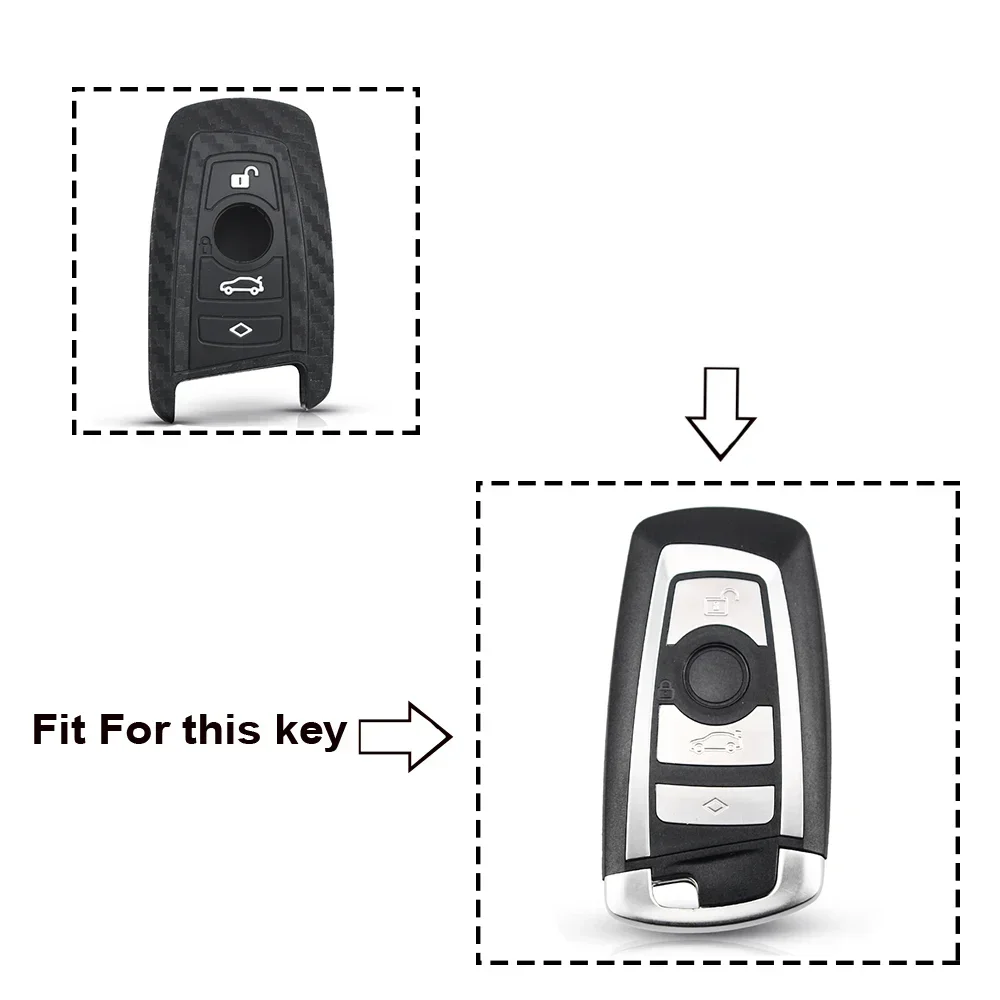 New Carbon Silicone Car Key Case For BMW 1 2 3 4 5 6 7 M Series X3 X4 F20 F22 F30 F31 F36 F10 F11 F07 F12 F01 Fob Cover