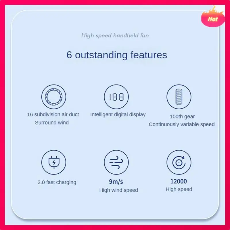 New Handheld Small Fan 100 Wind Speeds Adjustable High-Speed Portable Handheld Turbofan USB Rechargeable Mini Fan