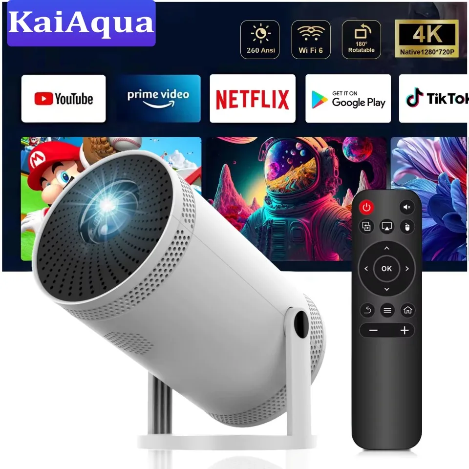 Mini projecteur portable prenant en charge le vidéoprojecteur 4K 1080P 260ANSI 5G Wifi 180 °   Projecteur extérieur intelligent à faisceau rotatif pour cinéma maison