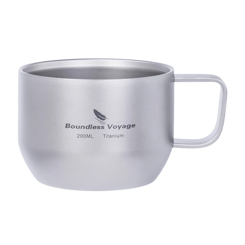 

Boundless Voyage 200ml Titanium Mug Double Wall, Outdoor Travel Camping Drinkware, Metal Coffee Tea Cup Mini Espresso Cup