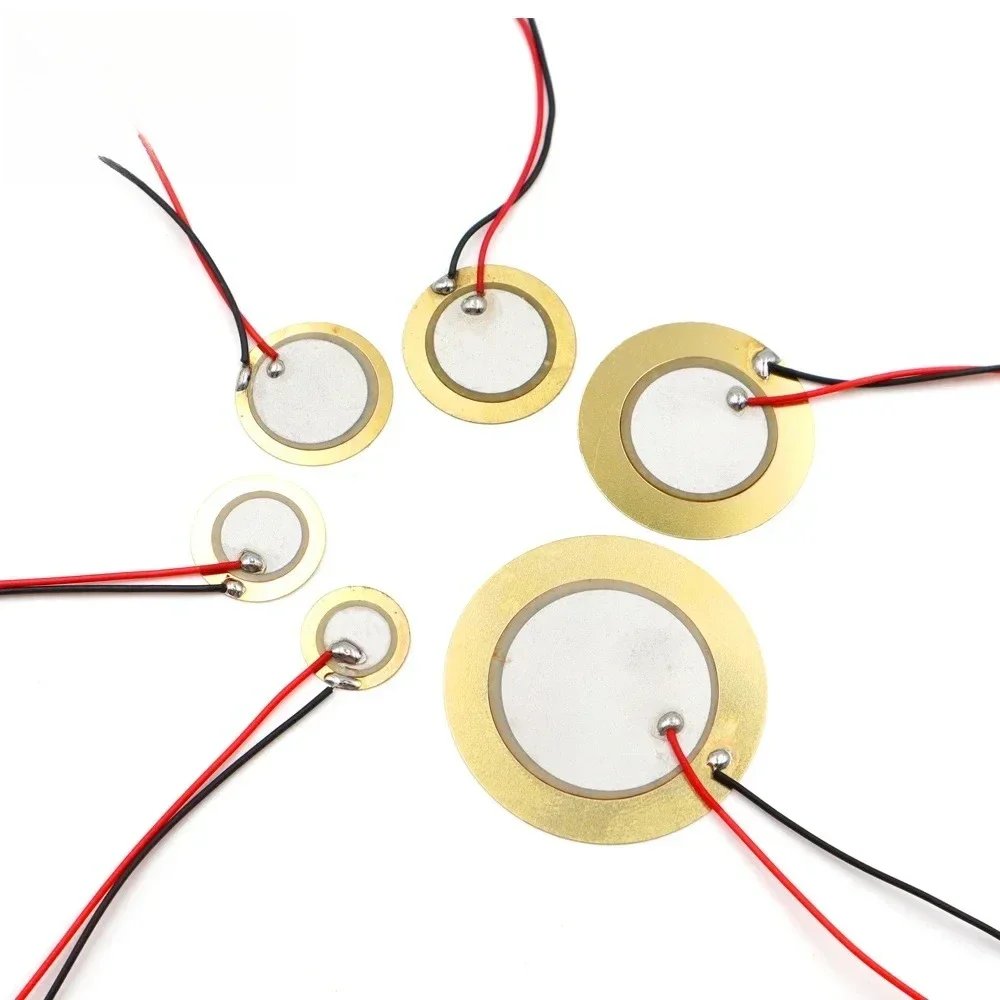 5/10PCS Piezoelectric Ceramic Disc Elements Buzzer with Wires 12/15/18/20/27/35/50mm Dia for Buzzers Speakers Sensors