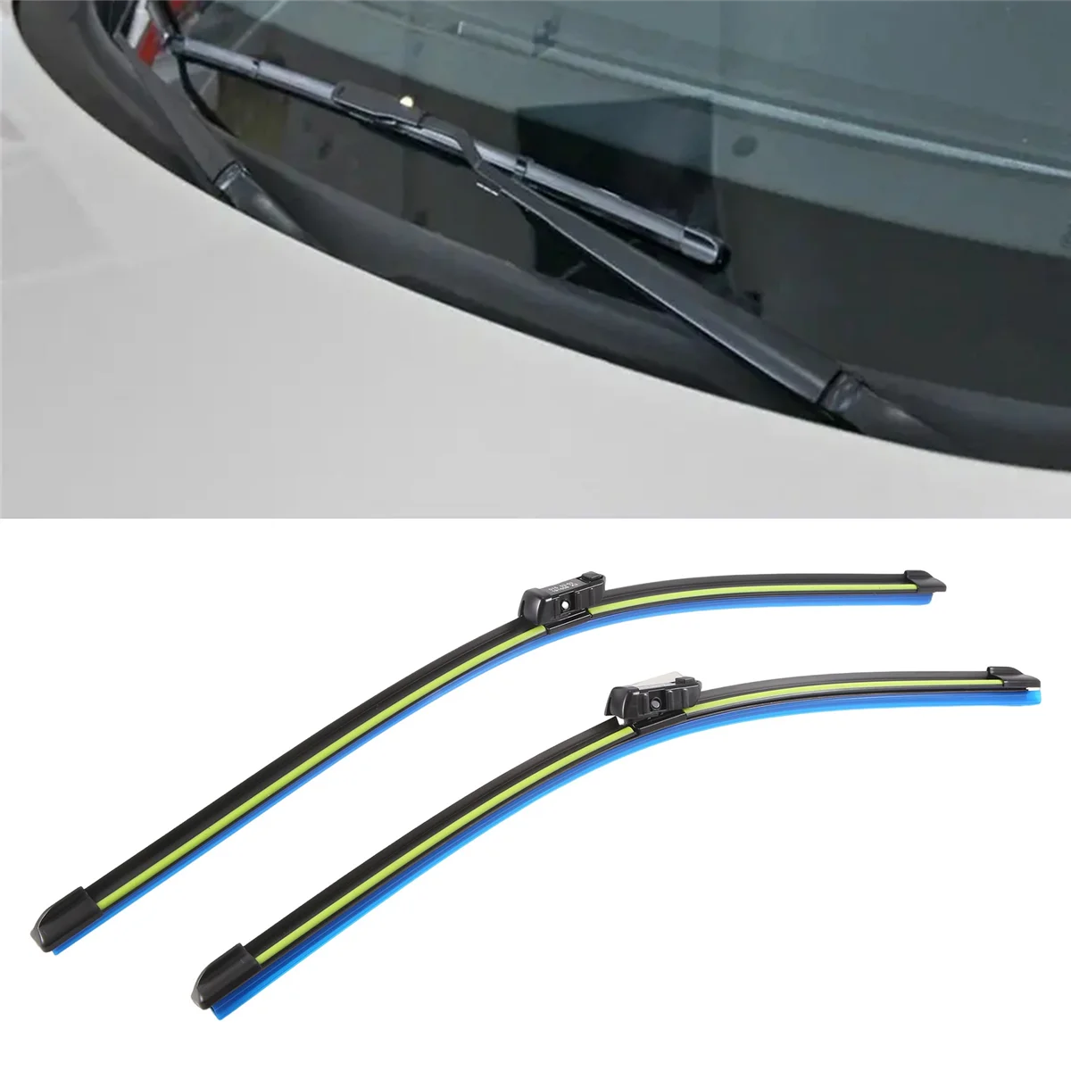 1 Pair Front Windshield Wiper Blades with Reflective Strips for Porsche Macan 2014-2023 Windscreen Window Accessories