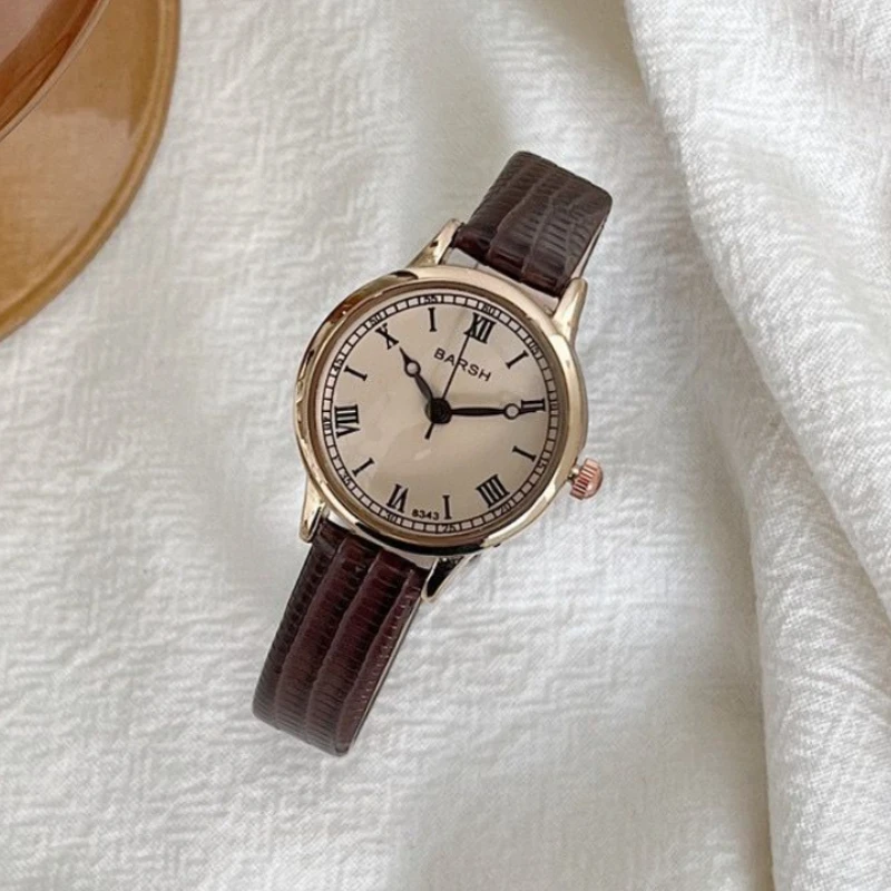 Fashion Student Watch Belt Watch Small Plate Light and Thin Student Exam Watch Women's Retro Quartz Wristwatch Relógio Feminino