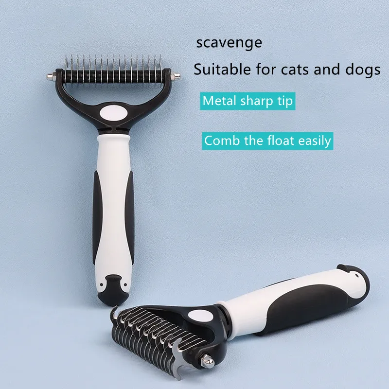 

Pets Fur Knot Cutter Dog Grooming Shedding Tools Pet Cat Hair Removal Comb Brush Double Sided Pet Products Comb for Cats