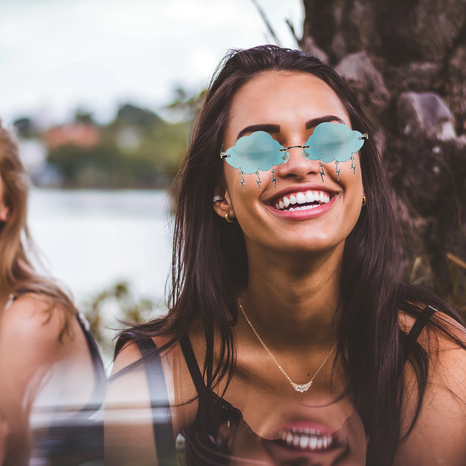 

Irregular Sunglasses Cloud Shaped Eyewear Photo Props Kids Prom Rimless PC Creative Design Stylish Colorful Party Vacation