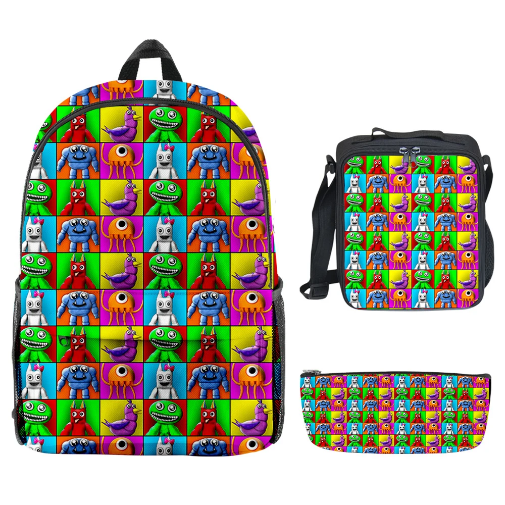 Fashion New Garten of Banban 3D Print 3pcs/Set Student School Bags Laptop Daypack Backpack Crossbody Lunch bag Pencil Case
