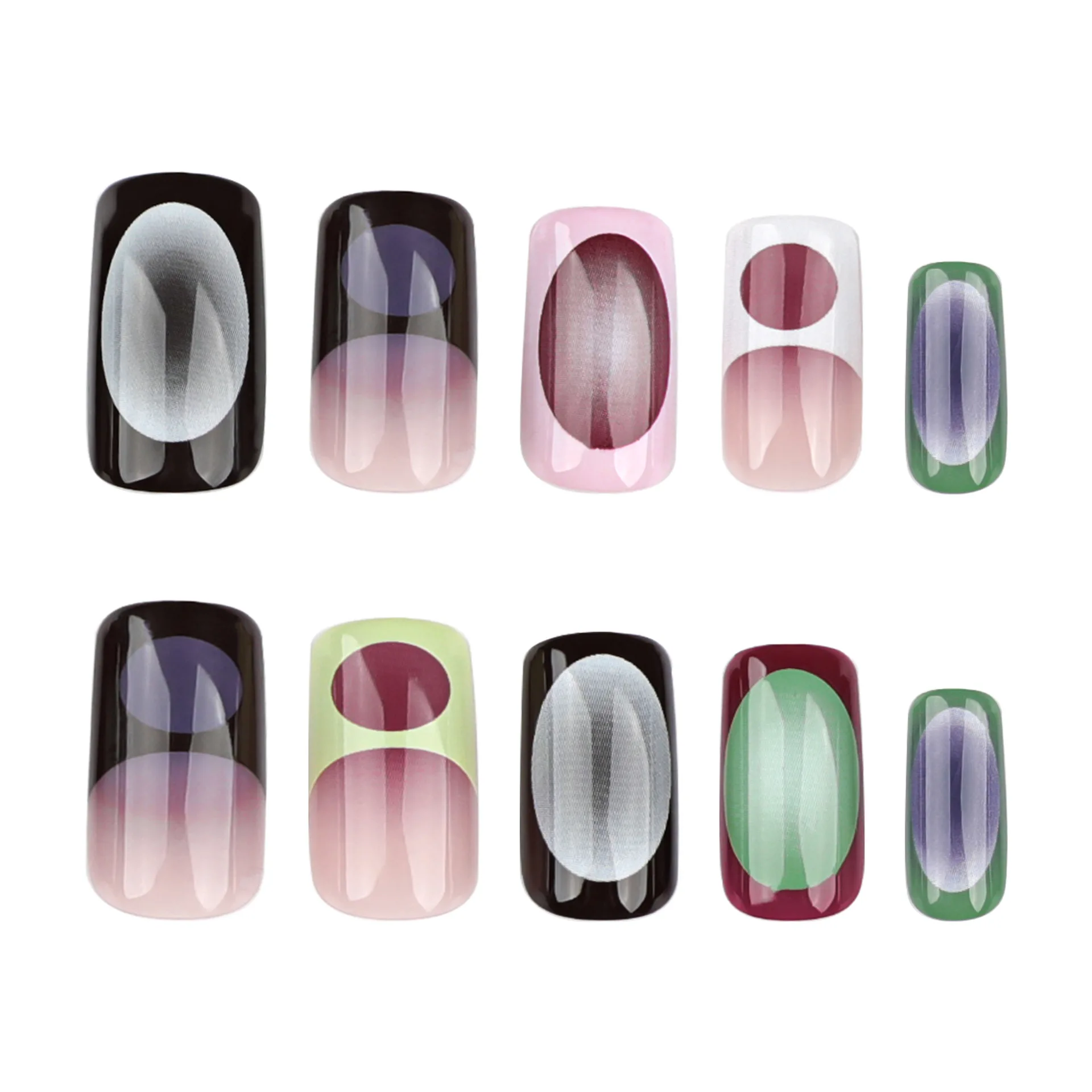 24pcs Blush French False Nails Fashionable Y2k Press On Nails Hand Painted Ballet Fake Nails Fashion Gradient Long Square Nails