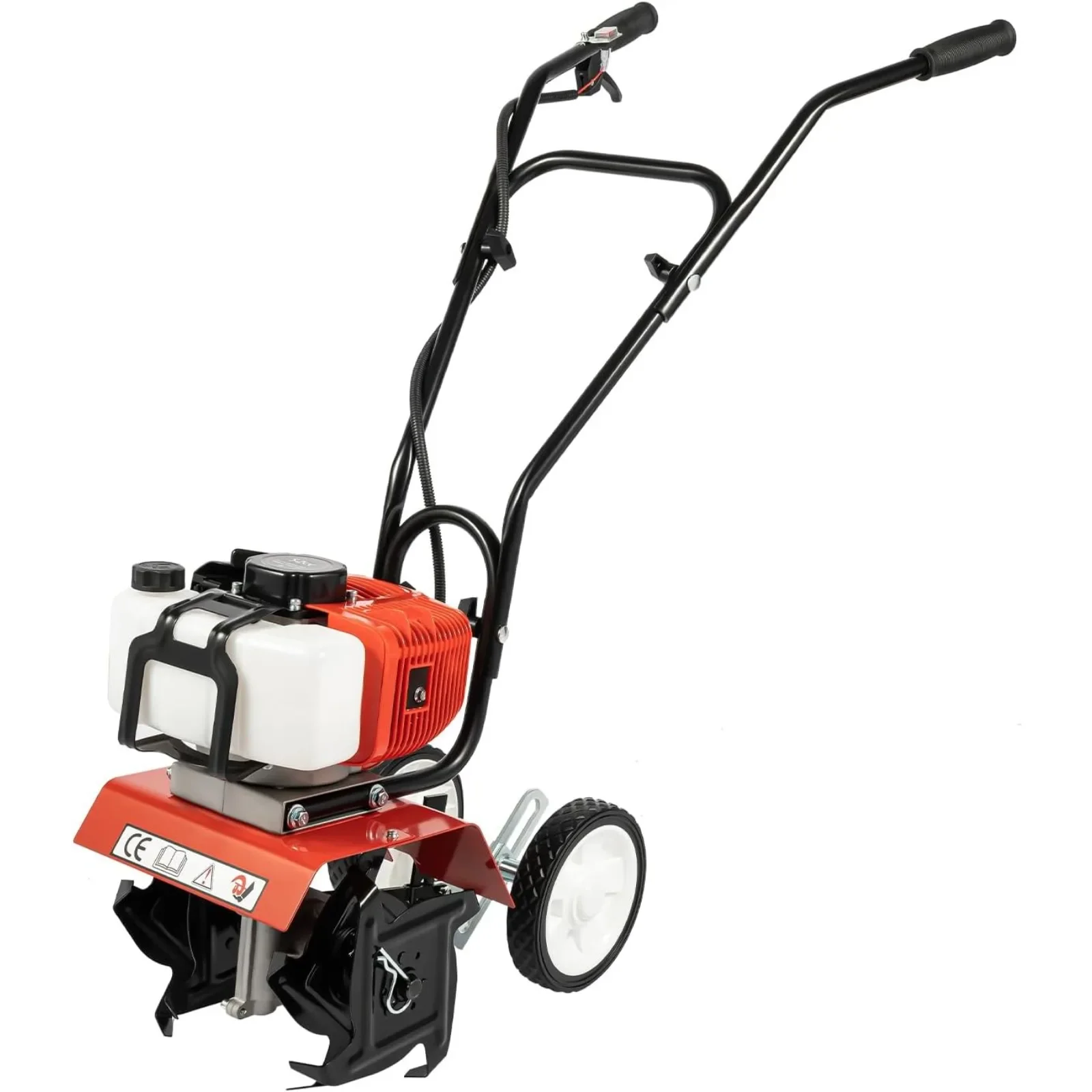 1650W 52CC 2-Stroke Gas Powered Garden Tiller Cultivator Rototiller with Widened Mud Flap Garden Tool