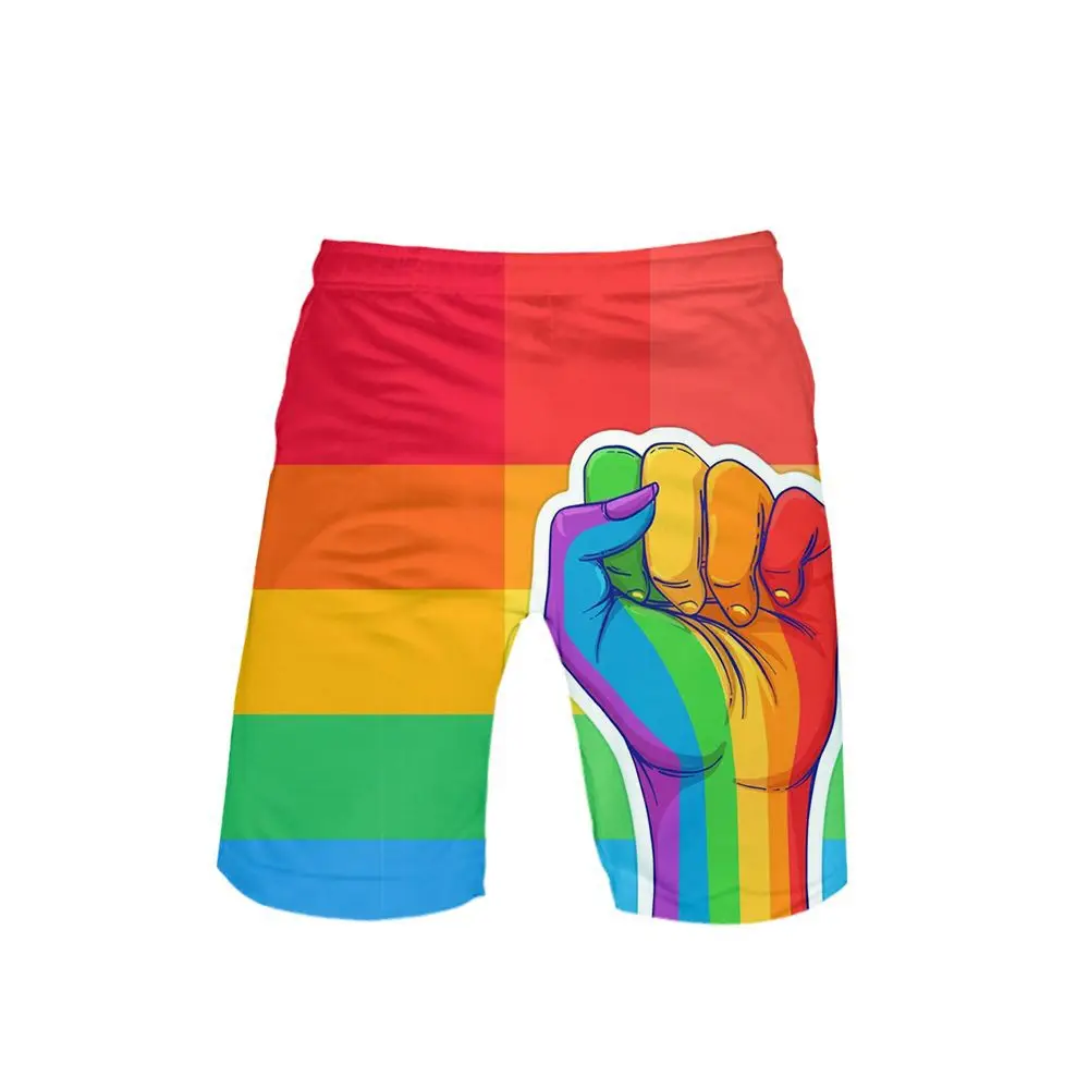 LGBT Board Shorts Trunks Gay Love Lesbian Rainbow Flag Design Summer Beach Swimming Shorts Hip Hop Short Pants Beach clothes