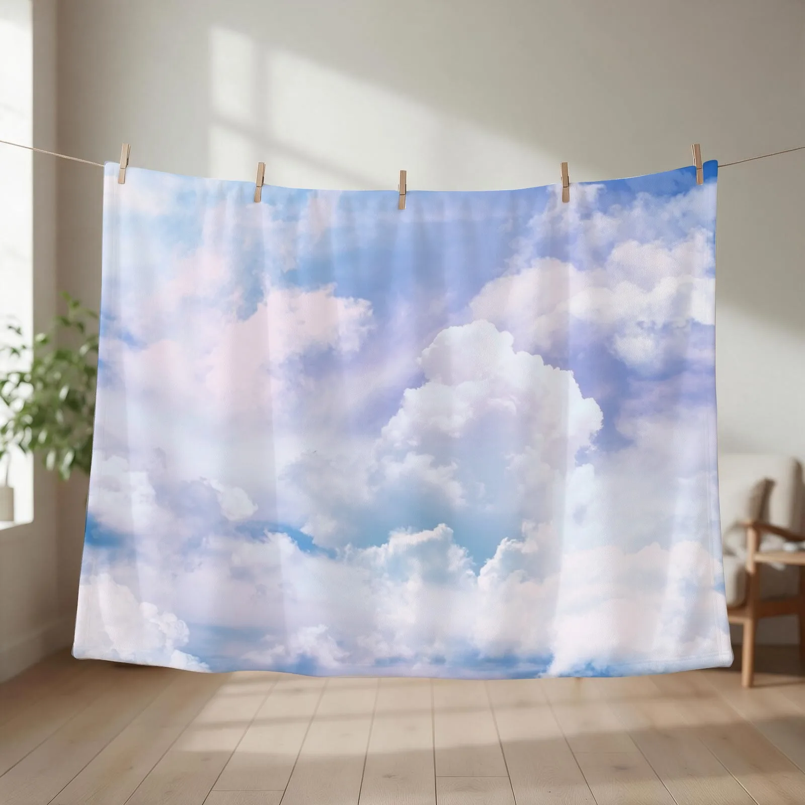 Flying, clouds, beautiful blue sky Throw Blanket couch cozy soft plush fuzzy picnic outdoor blanket