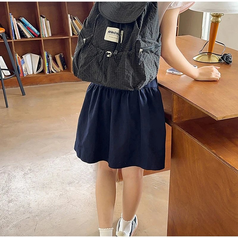 Modischer Rucksack, koreanischer Karo-Rucksack mit Kordelzug für Studenten, Unisex-Schultasche, leichter Damenrucksack mit großer Kapazität – Detail 13