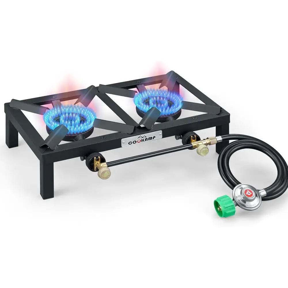 

Portable Double Burner Propane Stove with CSA Certified Regulator and 4ft Hose