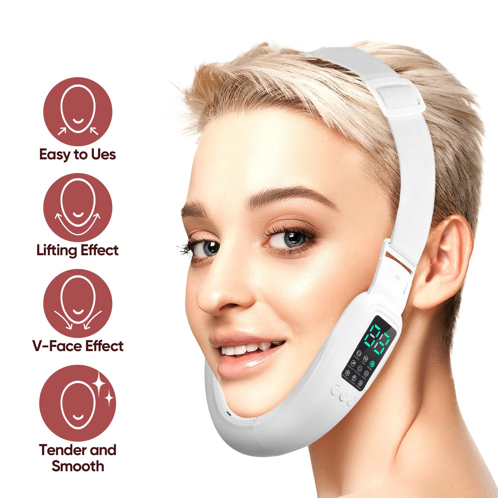 EMS Electric Double Chin Device and V-Face Machine, V-Line Up Lift Belt Face Massage  with  Double Chin Machine for V-Face