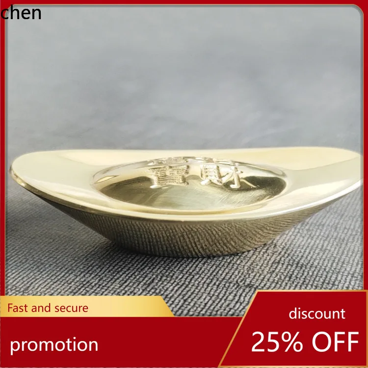

CZ Brass Imitation Solid Sand Gold Ingot Ornament for Attracting Wealth and Fortune, Office Desk Decoration, Bronze Item