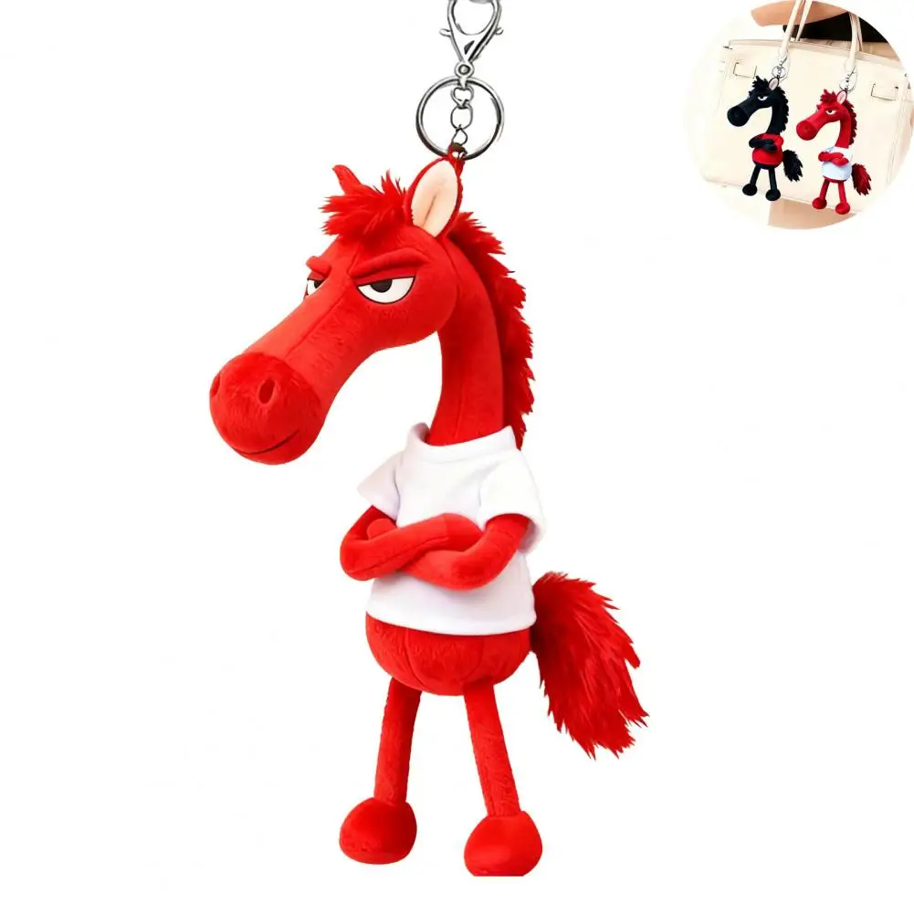 พวงกุญแจตุ๊กตาม้า ตุ๊กตาม้ากำมะหยี่นุ่ม พวงกุญแจตุ๊กตาม้าแบบ 3 มิติ ของตกแต่งกระเป๋าเป้ กระเป๋าถือ อุปกรณ์เสริม พวงกุญแจรูปม้า