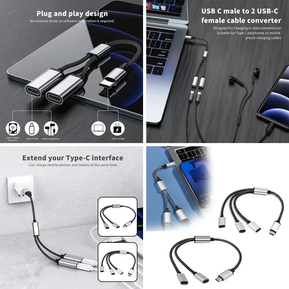 

3-in-1 USB C Hub Adapter, 3 Port USB Splitter with Fast Data Transfer for Laptop PC for MacBook