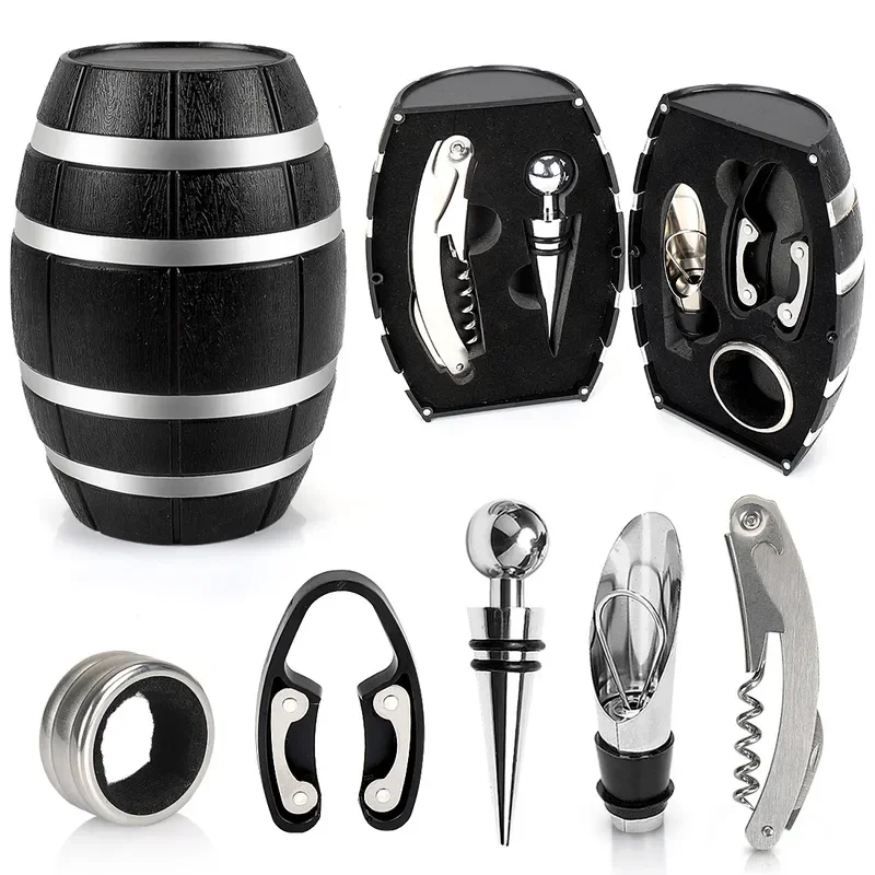 for Creative Barrel Type Bottle Opener Set 5 Piece Set for Red Wine and Wine Bottles