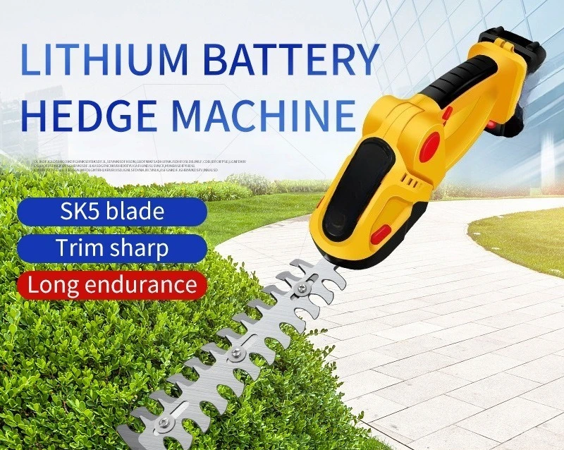 Rechargeable 2-in-1 Lithium Hedge Trimmer, Single Hand Garden Shrub Cutter, Landscape Trim Lawn Mower