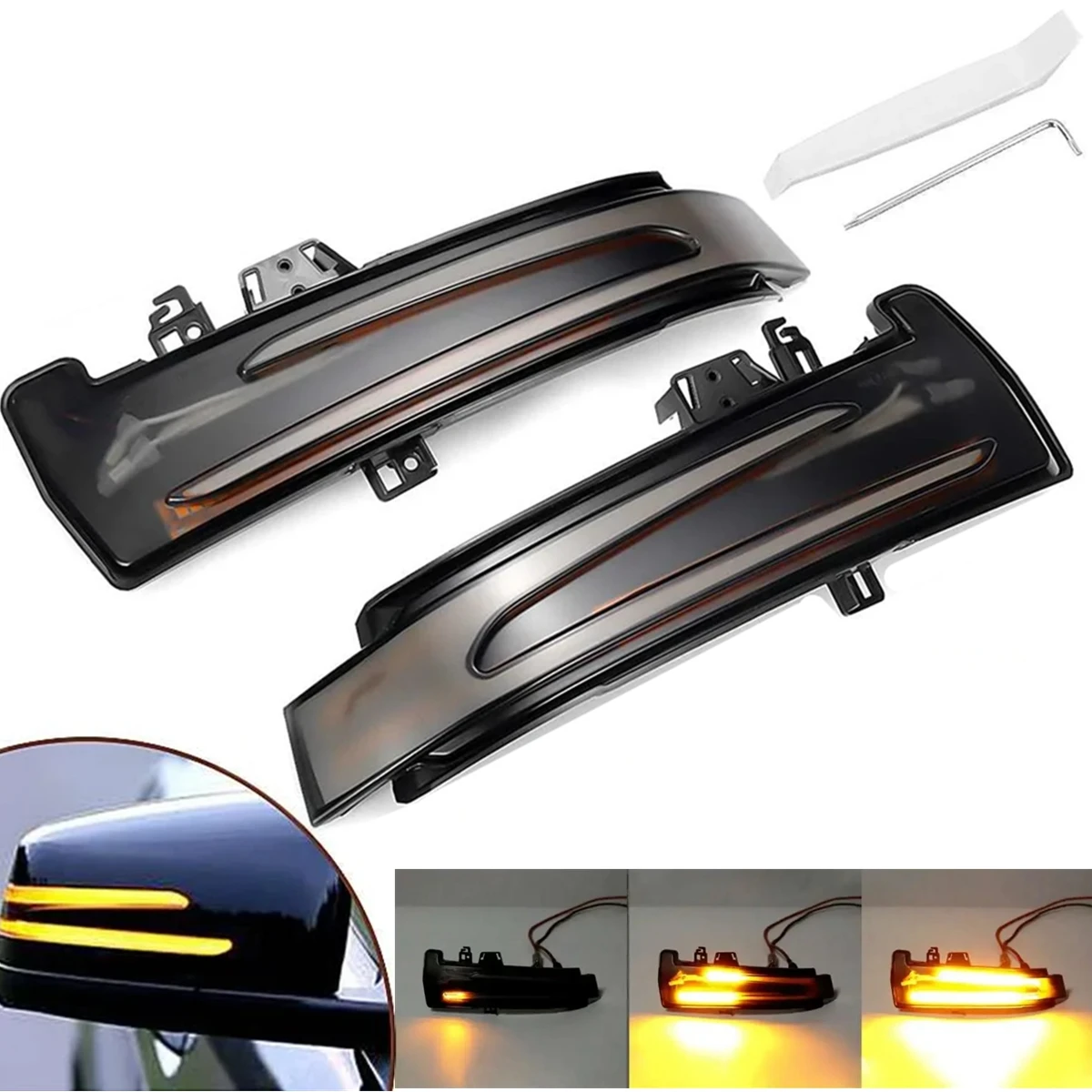 

2pcs DC 12V Dynamic Turn Signal LED Light Side Mirror Indicator For Mercedes Benz W204 CLA A B C E S GLA GLK CLS Class W176 W212