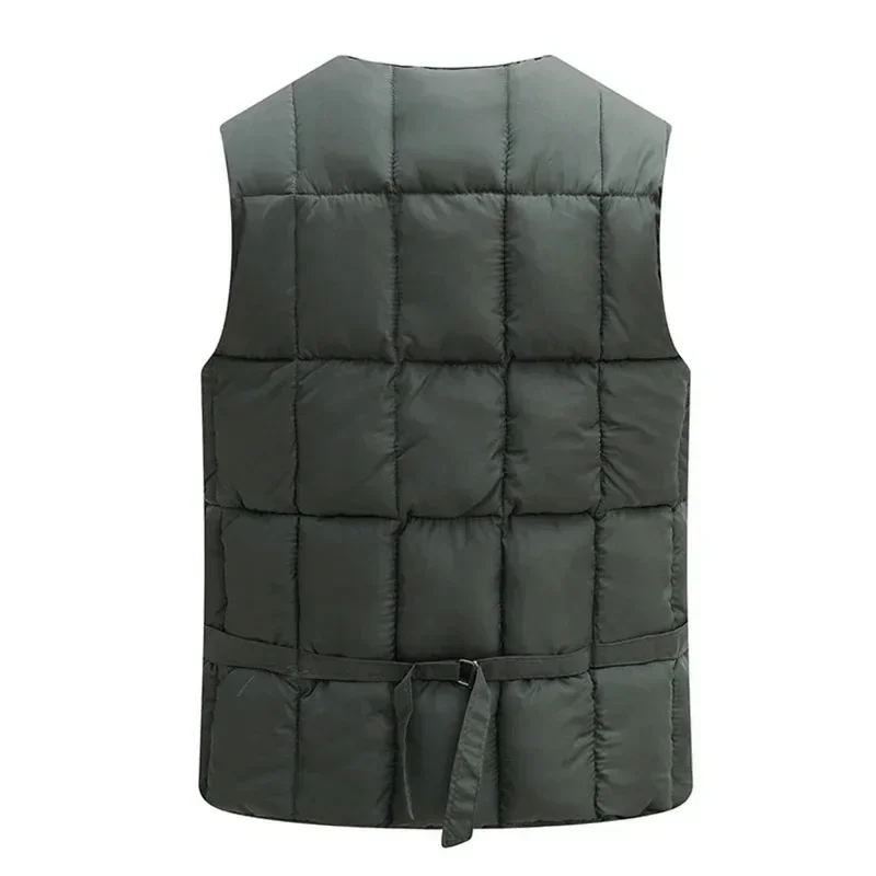 Winter Warm Men\'s Padded Fishing Vests Multi-Pockets Outdoor Tactical Vest Men Sleeveless Zipper Waistcoat Solid Hunting Jacket