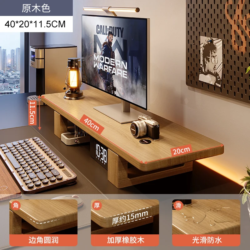 Wooden Monitor Riser Desk Storage Organizer Desktop Computer Stand for Clutter-Free Workspace Home And Office Supplies