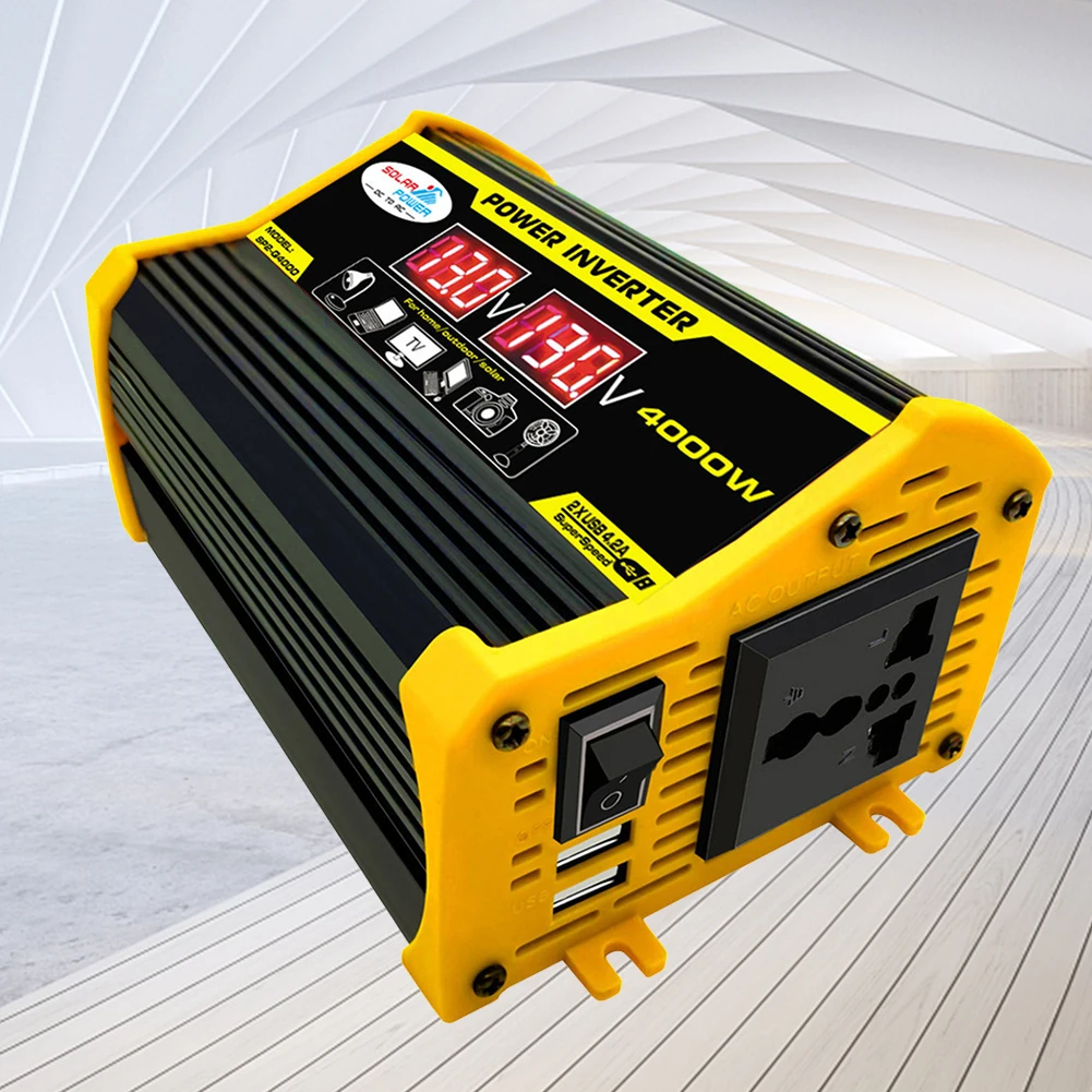 4000W Power Inverter LED Display Vehicle Power Inverter Dual USB Charger Converter Lightweight Auto Accessories