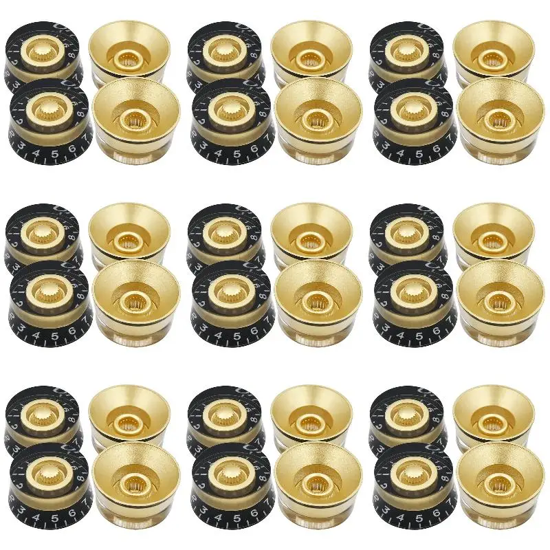 9Pack X(4Pcs Volume Tone Speed Control Knobs for LP Style Bass Electric Guitar Parts, Transparent Golden)