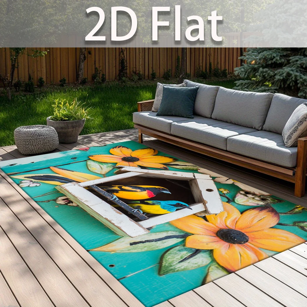 Cute Birds Carpet Living Room Large Rug Yellow Sunflower Bedroom Decor Rustic Area Rugs Sofa Floor Mat Garden New Art