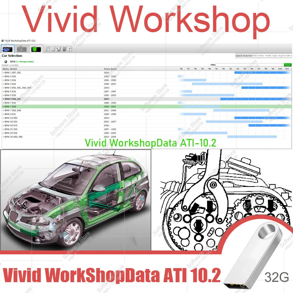 

Europe Car diagnostic tools Vivid Workshop Data v10.2 CD 32G USB Update to 2010 for Repair Collection Auto Repair Service Wire