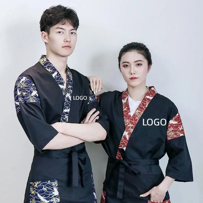 Japanese Cuisine Sushi Clothing Chef's Uniform Printed Logo Men's Women's Hotel Restaurant Waiter's Work Uniform Embroidered