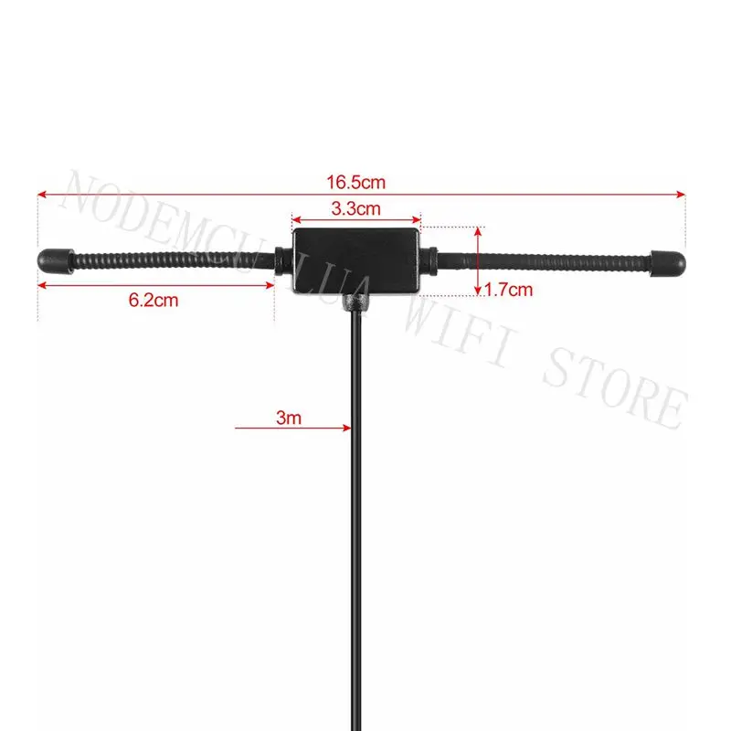 1Set FM Radio Antenna Adhesive Mounting Dipole Antenna TV Female Socket Male Plug 3.5mm Audio Plug Connector For Stereo Receiver