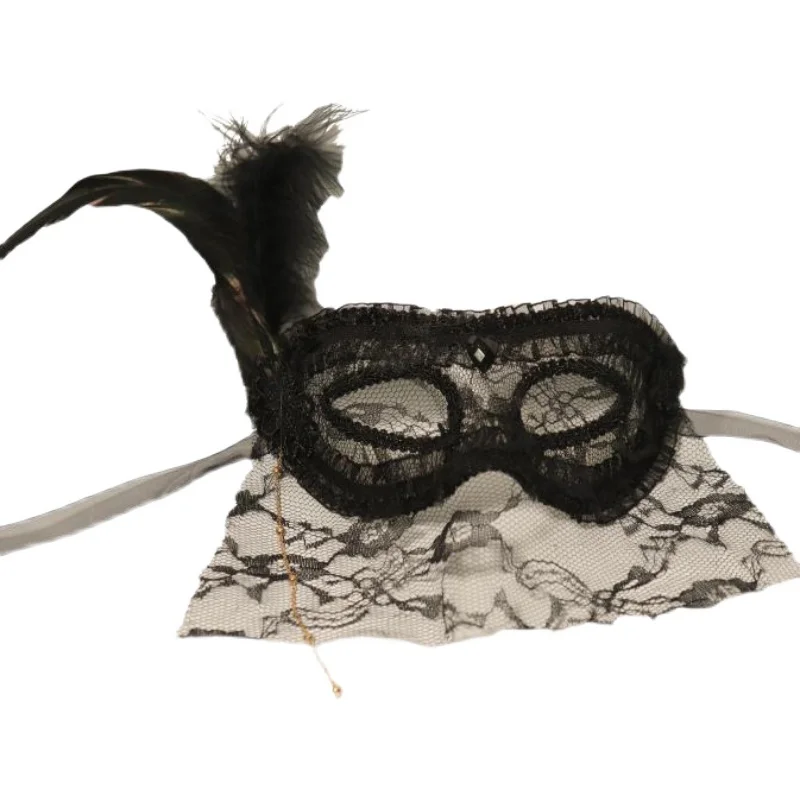 

Masquerade Halloween Sexy Mysterious Mesh Black Mask Masked Veil White Female