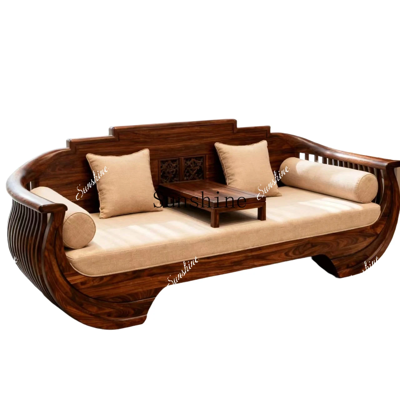 New Chinese solid wood sofa dual-purpose living room zen light luxury high-end Arhat chairMM