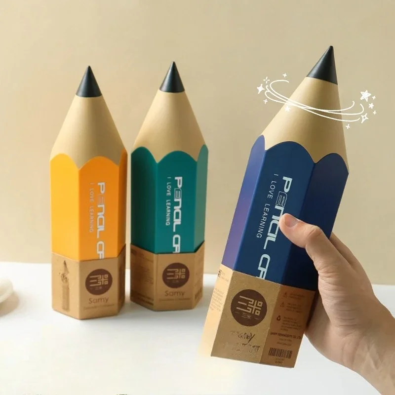 Pencil Shaped Pen Holder Creative Desktop with Cover Dustproof Stationery Storage Pen Case Office Desk Organizer Brush Holder
